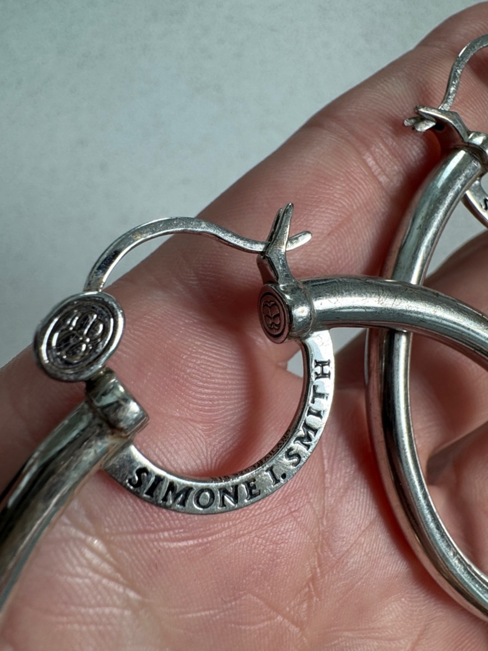 Simone L Smith Silver Hoop Earrings - Picture 4 of 5
